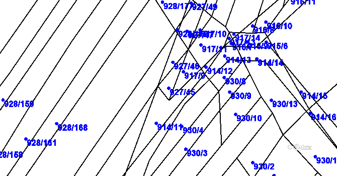 Parcela st. 927/45 v KÚ Silůvky, Katastrální mapa