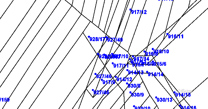 Parcela st. 927/47 v KÚ Silůvky, Katastrální mapa