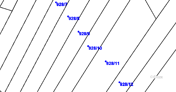 Parcela st. 928/10 v KÚ Silůvky, Katastrální mapa