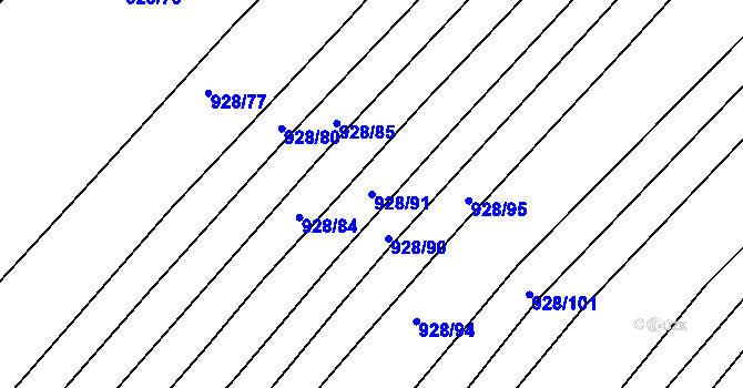 Parcela st. 928/91 v KÚ Silůvky, Katastrální mapa