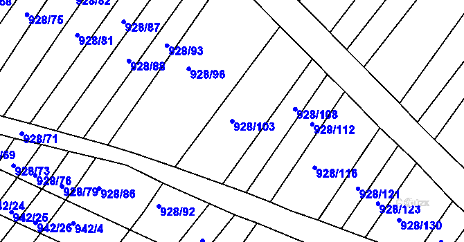 Parcela st. 928/103 v KÚ Silůvky, Katastrální mapa