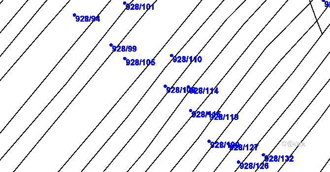 Parcela st. 928/109 v KÚ Silůvky, Katastrální mapa