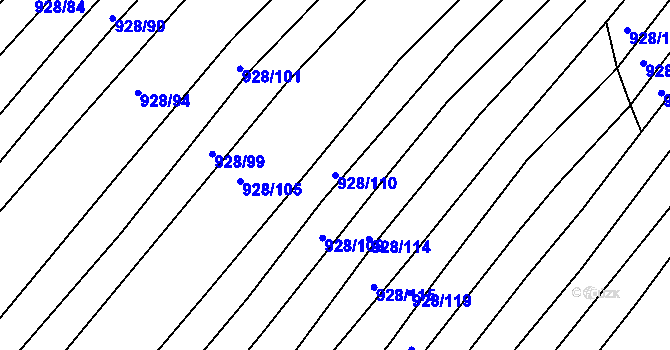 Parcela st. 928/110 v KÚ Silůvky, Katastrální mapa