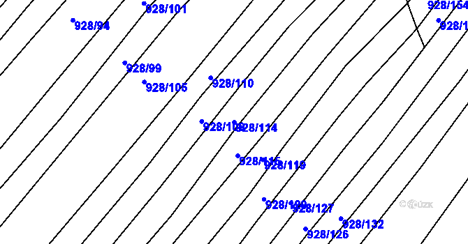 Parcela st. 928/114 v KÚ Silůvky, Katastrální mapa
