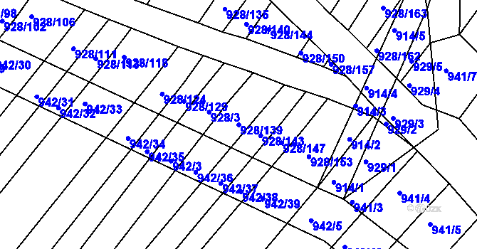 Parcela st. 928/139 v KÚ Silůvky, Katastrální mapa