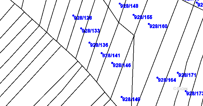Parcela st. 928/141 v KÚ Silůvky, Katastrální mapa