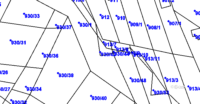Parcela st. 930/42 v KÚ Silůvky, Katastrální mapa