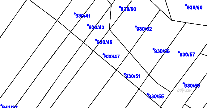 Parcela st. 930/47 v KÚ Silůvky, Katastrální mapa