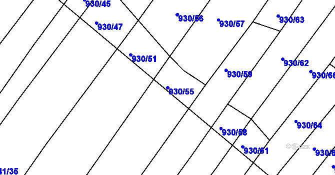 Parcela st. 930/55 v KÚ Silůvky, Katastrální mapa