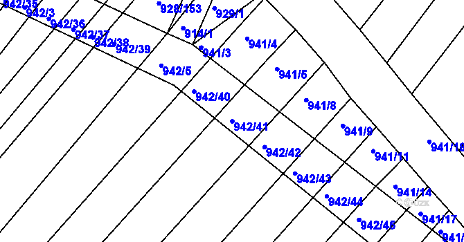 Parcela st. 942/41 v KÚ Silůvky, Katastrální mapa