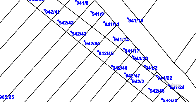 Parcela st. 942/45 v KÚ Silůvky, Katastrální mapa