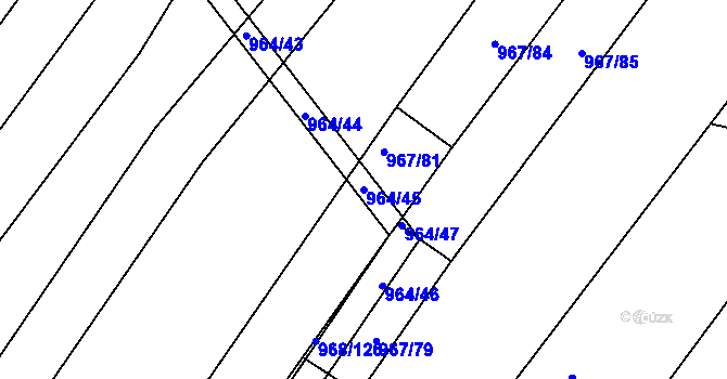 Parcela st. 964/45 v KÚ Silůvky, Katastrální mapa