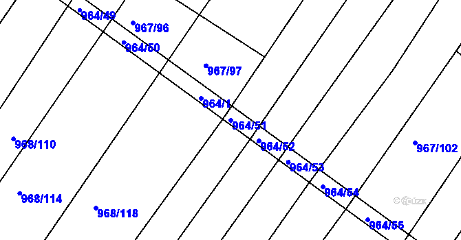 Parcela st. 964/51 v KÚ Silůvky, Katastrální mapa