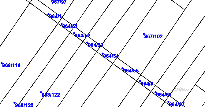 Parcela st. 964/54 v KÚ Silůvky, Katastrální mapa