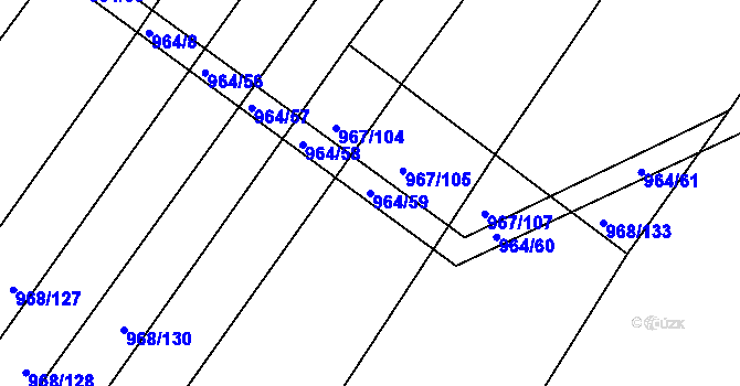 Parcela st. 964/59 v KÚ Silůvky, Katastrální mapa