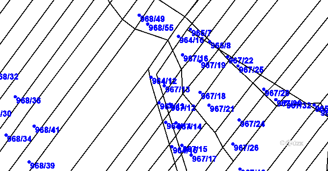 Parcela st. 967/13 v KÚ Silůvky, Katastrální mapa