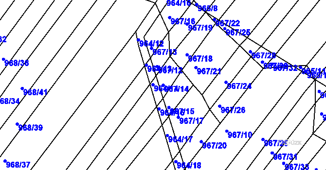 Parcela st. 967/14 v KÚ Silůvky, Katastrální mapa