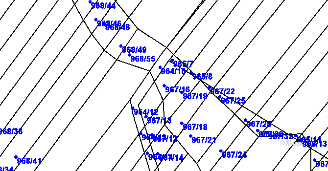 Parcela st. 967/16 v KÚ Silůvky, Katastrální mapa