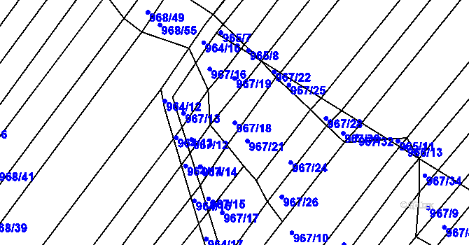 Parcela st. 967/18 v KÚ Silůvky, Katastrální mapa