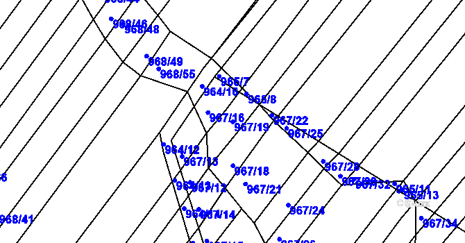 Parcela st. 967/19 v KÚ Silůvky, Katastrální mapa