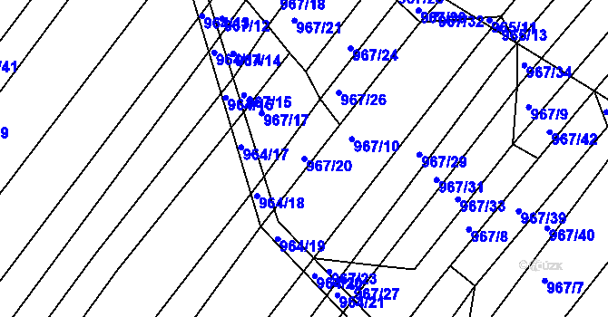 Parcela st. 967/20 v KÚ Silůvky, Katastrální mapa