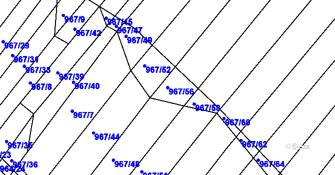 Parcela st. 967/56 v KÚ Silůvky, Katastrální mapa