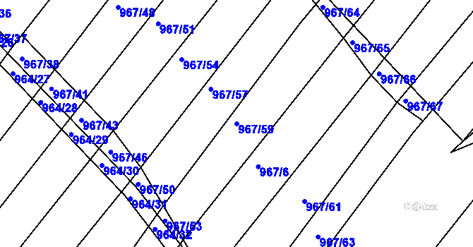 Parcela st. 967/59 v KÚ Silůvky, Katastrální mapa