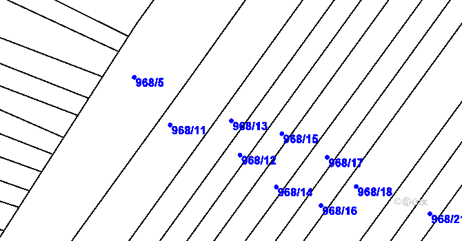 Parcela st. 968/13 v KÚ Silůvky, Katastrální mapa