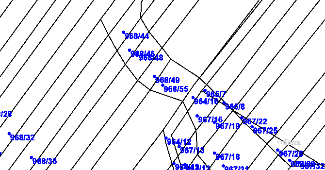 Parcela st. 968/55 v KÚ Silůvky, Katastrální mapa