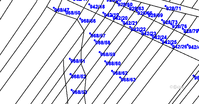 Parcela st. 968/59 v KÚ Silůvky, Katastrální mapa