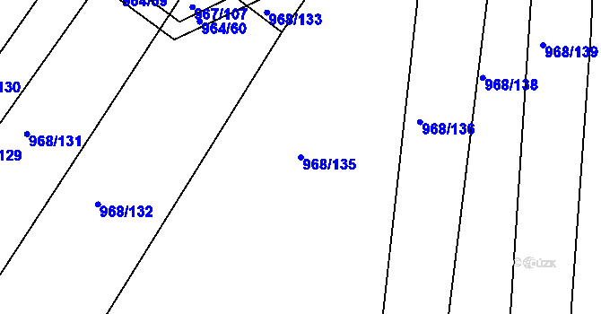 Parcela st. 968/135 v KÚ Silůvky, Katastrální mapa
