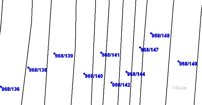Parcela st. 968/141 v KÚ Silůvky, Katastrální mapa