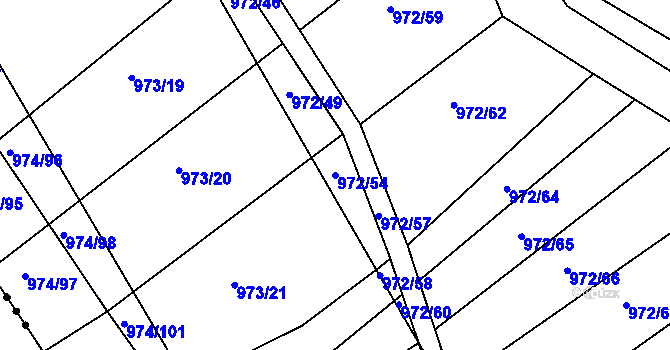 Parcela st. 972/54 v KÚ Silůvky, Katastrální mapa