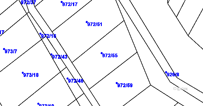 Parcela st. 972/55 v KÚ Silůvky, Katastrální mapa