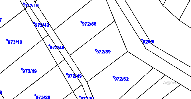 Parcela st. 972/59 v KÚ Silůvky, Katastrální mapa