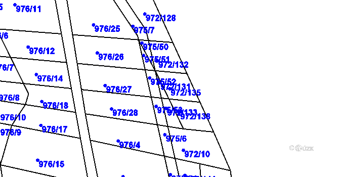 Parcela st. 972/135 v KÚ Silůvky, Katastrální mapa