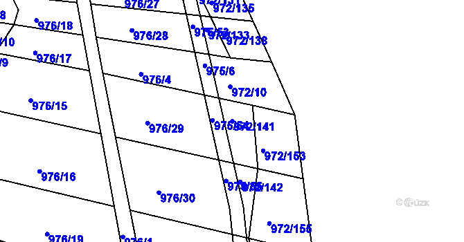 Parcela st. 972/141 v KÚ Silůvky, Katastrální mapa