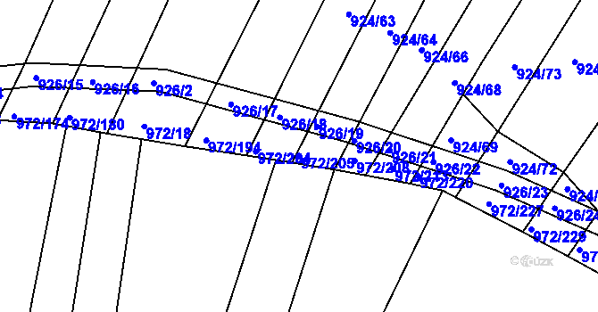 Parcela st. 972/205 v KÚ Silůvky, Katastrální mapa
