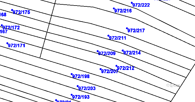 Parcela st. 972/209 v KÚ Silůvky, Katastrální mapa