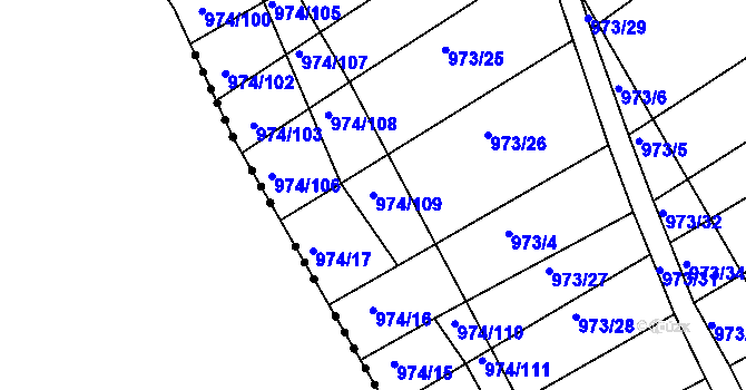Parcela st. 974/109 v KÚ Silůvky, Katastrální mapa