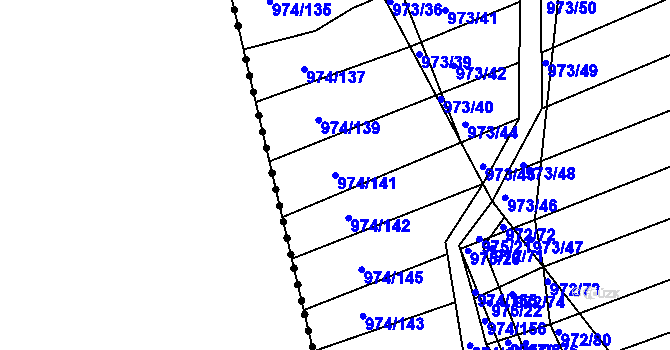 Parcela st. 974/141 v KÚ Silůvky, Katastrální mapa