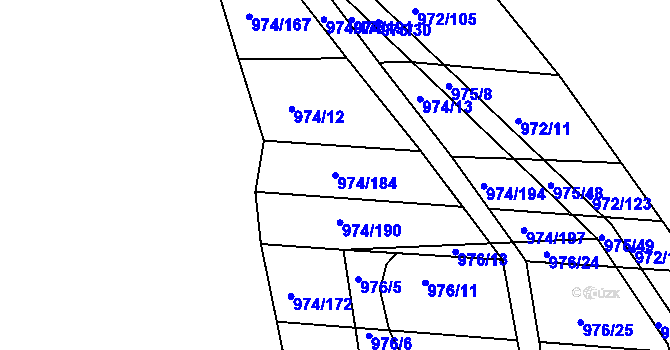 Parcela st. 974/184 v KÚ Silůvky, Katastrální mapa