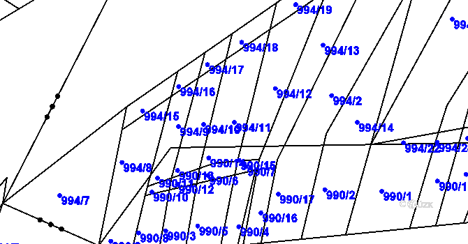 Parcela st. 994/11 v KÚ Silůvky, Katastrální mapa