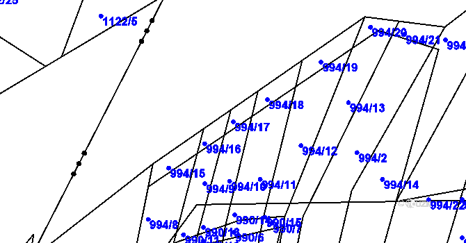 Parcela st. 994/17 v KÚ Silůvky, Katastrální mapa