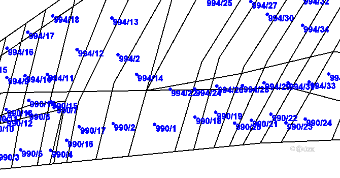 Parcela st. 994/22 v KÚ Silůvky, Katastrální mapa