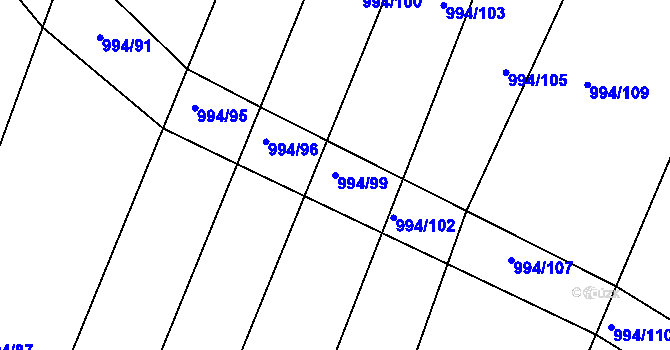 Parcela st. 994/99 v KÚ Silůvky, Katastrální mapa