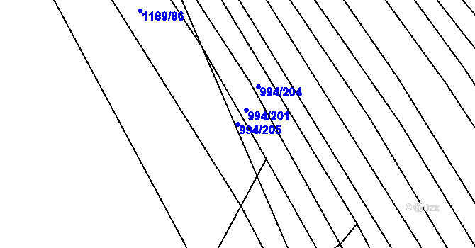 Parcela st. 994/205 v KÚ Silůvky, Katastrální mapa