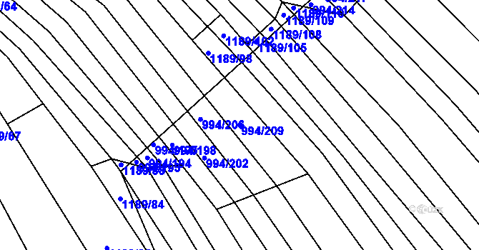 Parcela st. 994/209 v KÚ Silůvky, Katastrální mapa