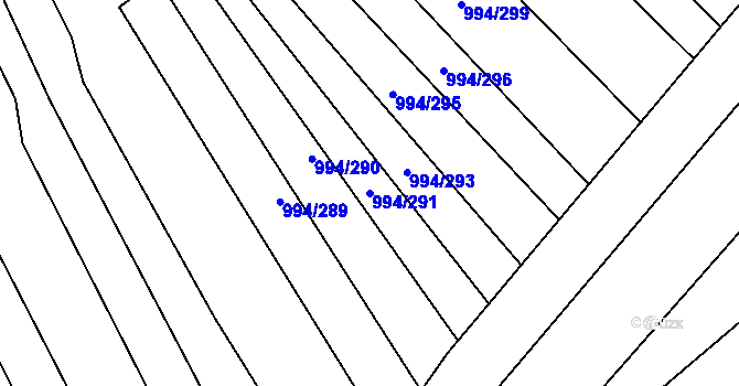 Parcela st. 994/291 v KÚ Silůvky, Katastrální mapa