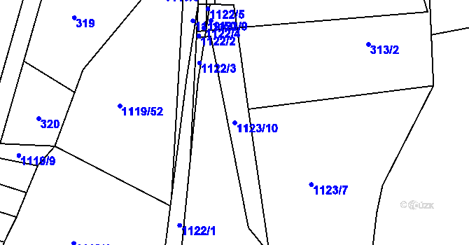 Parcela st. 1123/10 v KÚ Silůvky, Katastrální mapa